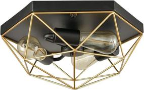 img 1 attached to 🖤✨ Contemporary Black and Gold Brass Flush Mount Ceiling Lights: Ultimate Ceiling Lighting Solution