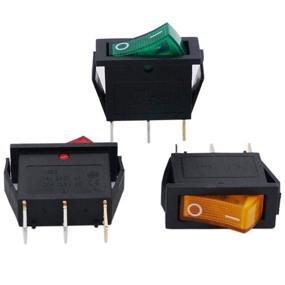 img 3 attached to 🚦 Twidec/6Pcs Rocker Switch 3 Pins 2 Position ON/Off AC 20A 125V 15A 250V SPST Yellow, Red and Green LED Light Illuminated Boat Rocker Switch Toggle - Quality Assurance for 1 Years - KCD3-101N-YGR