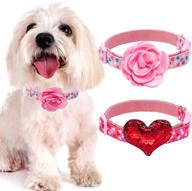 🐶 small dog collars - adorable puppy collar for girls - set of 2 pink adjustable doggy collars with detachable rose & love design, suitable for small to medium dogs for festive and daily wear logo