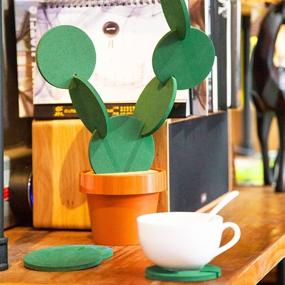 img 2 attached to Sirensky Brand DIY Cactus Coaster Set: 6-Piece Novelty Gift for Home Office Bar Decor & Drink Improvement - Flowerpot Holder Included