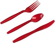 96-piece christmas disposable cutlery set, red glitter silverware logo