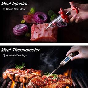 img 2 attached to 🔥 Ultimate 25PCS Stainless Steel Grilling Kit with Thermometer and Meat Injector - OlarHike BBQ Grill Tools Set for Smoker, Camping, Kitchen, Barbecue - Perfect Utensil Gift for Men and Women