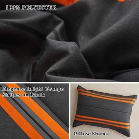 img 1 attached to 🌙 Brighten Your Sleep with FlySheep 3 Pcs Modern Comforter Set Queen Size - Vibrant Orange Stripes on Black Microfiber Bedding for Women, Perfect for All Seasons