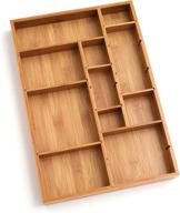 🗄️ lipper international 8397 bamboo wood adjustable drawer organizer - 12x17.5x1.875 inches - with 6 removable dividers logo