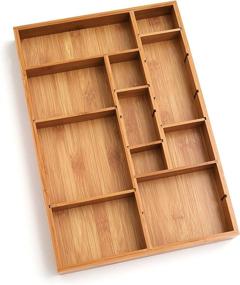 img 4 attached to 🗄️ Lipper International 8397 Bamboo Wood Adjustable Drawer Organizer - 12x17.5x1.875 inches - with 6 Removable Dividers