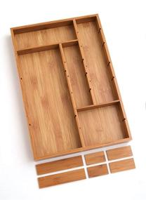 img 2 attached to 🗄️ Lipper International 8397 Bamboo Wood Adjustable Drawer Organizer - 12x17.5x1.875 inches - with 6 Removable Dividers