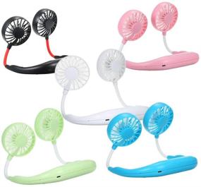 img 3 attached to 🌬️ Stay Cool On-the-Go: Rechargeable Hand-Free Mini Portable Fan - Long Battery Life, Powerful Airflow, 3 Speeds - Perfect for Travel, Camping, Office (White)