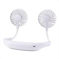 🌬️ stay cool on-the-go: rechargeable hand-free mini portable fan - long battery life, powerful airflow, 3 speeds - perfect for travel, camping, office (white) logo