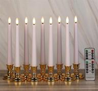 🕯️ owlbay 9 pack 3d wick flameless window candles with remote and timer - battery operated flickering led taper candles with holders and suction cups - perfect for tabletop, wedding, party decor логотип