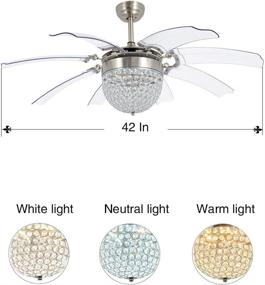 img 1 attached to 💡 Modern Crystal Ceiling Fan: 42" Remote Dimmable LED Chandelier with Retractable Blades - Perfect Lighting for Bedroom, Living Room, Dining Room