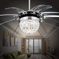 💡 modern crystal ceiling fan: 42" remote dimmable led chandelier with retractable blades - perfect lighting for bedroom, living room, dining room логотип