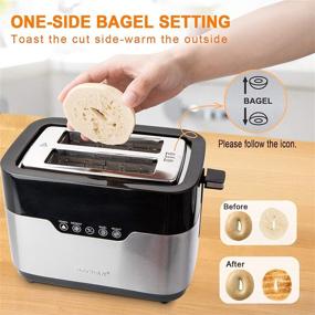 img 1 attached to Stainless Steel 2 Slice Bagel Bread Toaster with Extra Wide Slots - Secura, featuring Defrost, Reheat, Auto Shut Off Functions and Removable Crumb Tray