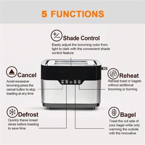 img 3 attached to Stainless Steel 2 Slice Bagel Bread Toaster with Extra Wide Slots - Secura, featuring Defrost, Reheat, Auto Shut Off Functions and Removable Crumb Tray