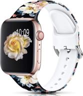 🌸 цветочные силиконовые ремешки для apple watch: совместимы с series 2-6, стильный спортивный ремешок для мужчин и женщин логотип