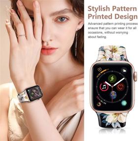 img 3 attached to 🌸 Цветочные силиконовые ремешки для Apple Watch: Совместимы с Series 2-6, стильный спортивный ремешок для мужчин и женщин