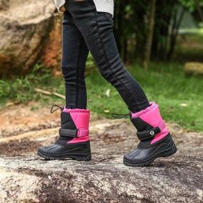 img 1 attached to Премиум зимние сапоги для малышей: Водонепроницаемая зимняя обувь с подкладкой из искусственного меха и высокой износостойкостью на свежем воздухе в ярко-розовом цвете (размер 10)