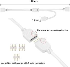 img 1 attached to LED Strip Splitter Connector 4 Pins 1 To 2 Y- Splitter Cables For 5050 3528 RGB LED Light Strip With 9 Male 4-Pin Plugs (3-Pack)