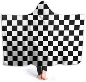img 4 attached to 🏁 JASMODER Black White Checkered Flag Hoodie Blanket - Wearable Throw Blankets for Couch, Hooded Blanket for Baby, Kids, Men, and Women