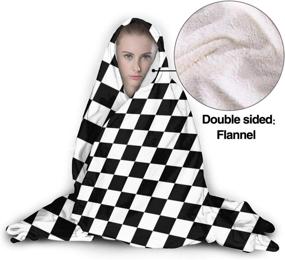 img 1 attached to 🏁 JASMODER Black White Checkered Flag Hoodie Blanket - Wearable Throw Blankets for Couch, Hooded Blanket for Baby, Kids, Men, and Women