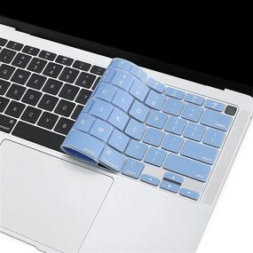 img 1 attached to 🔵 Клавиатурная накладка для MacBook Air 13 дюймов 2020 года с процессором A2337 M1 A2179 с подсветкой Magic Keyboard и с Touch ID, воздушно-синего цвета, водонепроницаемая силиконовая оболочка, совместима только с дисплеем Retina.