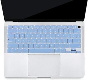 img 3 attached to 🔵 Клавиатурная накладка для MacBook Air 13 дюймов 2020 года с процессором A2337 M1 A2179 с подсветкой Magic Keyboard и с Touch ID, воздушно-синего цвета, водонепроницаемая силиконовая оболочка, совместима только с дисплеем Retina.