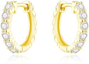 img 4 attached to Huggie Earrings Cubic Zirconia Women