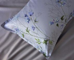 img 1 attached to 🌼 Eikei Vintage Botanical Flower Print Bedding 400 Thread Count Cotton Sateen Romantic Floral Scarf Duvet Cover 3 Piece Set - Colorful Antique Drawing of Summer Lilies and Daisy Blossoms in Dusty Blue - Queen Size