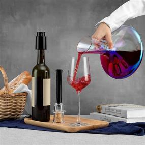 img 3 attached to 🍷 9-Piece Wine Decanter Gift Set: Iridescent Wine Decanter, Colorful Wine Carafe, Lead-Free Crystal Glass Red Wine Aerator Container, and Wine Accessories