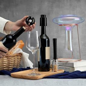 img 2 attached to 🍷 9-Piece Wine Decanter Gift Set: Iridescent Wine Decanter, Colorful Wine Carafe, Lead-Free Crystal Glass Red Wine Aerator Container, and Wine Accessories