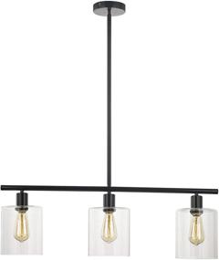 img 4 attached to LeeZM Rustic Industrial Chandeliers: Modern 3-Light Glass Shades Pendant Lighting - Vintage Farmhouse Adjustable Wire Ceiling Light Hanging Lamp for Dining Rooms, Bedrooms, Living Room, Kitchen Island (Black)