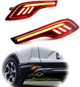 img 4 attached to 🚗 2017-2019 Аксессуары Honda CRV CR-V: PGONE Красные светодиодные задние бамперные отражатели с светильниками туманов, стоп-сигналов (двойные функции)