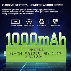 img 1 attached to 🔋 PKCELL Rechargeable AA Batteries (6-Count): NiMH Double A 1000mAh 1.2V Battery