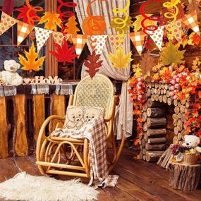 img 1 attached to 🍁 Supla 40 Pack Fall Party Decorations Set: Autumn Hanging Paper Fans, Pom Poms, Maple Leaves Swirls, & More!