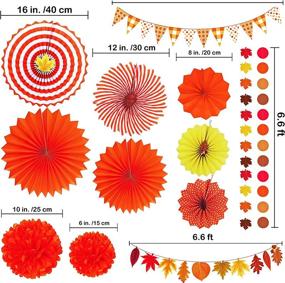 img 3 attached to 🍁 Supla 40 Pack Fall Party Decorations Set: Autumn Hanging Paper Fans, Pom Poms, Maple Leaves Swirls, & More!