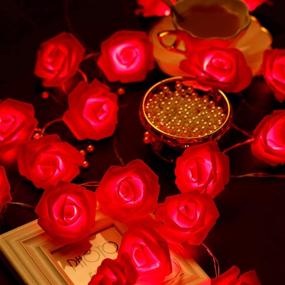 img 3 attached to Romantic Valentine's Day Flower String Light, 6.5 ft with 20 LEDs, Battery Powered, 8 Modes, Remote Control and Timer - Perfect Wedding, Valentines Day, Birthday Decoration (Red)