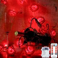 romantic valentine's day flower string light, 6.5 ft with 20 leds, battery powered, 8 modes, remote control and timer - perfect wedding, valentines day, birthday decoration (red) логотип