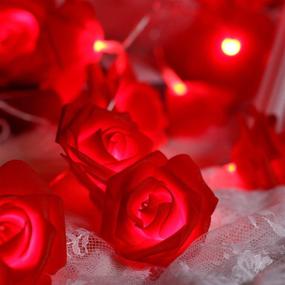 img 1 attached to Romantic Valentine's Day Flower String Light, 6.5 ft with 20 LEDs, Battery Powered, 8 Modes, Remote Control and Timer - Perfect Wedding, Valentines Day, Birthday Decoration (Red)