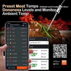 img 2 attached to 🔥 DOQAUS Bluetooth Wireless Grill Thermometer - BBQ Thermometer with 2 Probes, 197ft Remote Smoker Thermometer with Timer, Backlight - Ideal for Food, Meat, Oven, Grill, BBQ