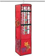🎁 propik hanging gift wrap organizer - wrapping paper storage bag, swivel hanger 360°, multiple pockets & loops, accommodates 25 rolls up to 40 inch, space for ribbons bows - folds flat (red) logo