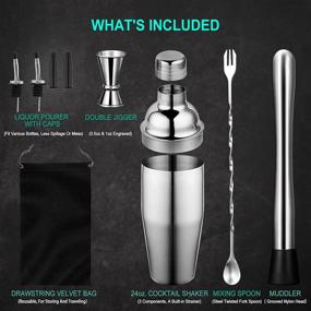 img 3 attached to 🍸 Aozita 24 oz Cocktail Shaker Set: Stainless Steel Bartender Kit with Mixing Spoon, Muddler, Jigger, Pourers, and more - Complete Professional Bar Tools