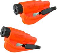resqme pack of 2 emergency keychain car escape tool: 2-in-1 seatbelt cutter and window breaker, made in usa, orange - buy now! logo