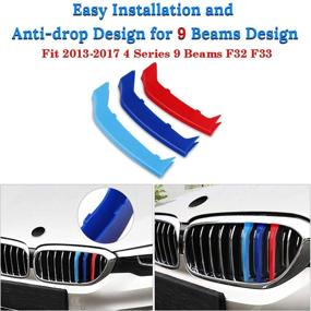img 3 attached to 🚗 M-Colored Stripe Grille Insert Trims for BMW F32 F33 2013-2018 4 Series (Only Fits 9 Beams) Kidney Grills – Enhance Your BMW's Style!