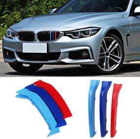 img 4 attached to 🚗 M-Colored Stripe Grille Insert Trims for BMW F32 F33 2013-2018 4 Series (Only Fits 9 Beams) Kidney Grills – Enhance Your BMW's Style!