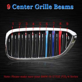 img 1 attached to 🚗 M-Colored Stripe Grille Insert Trims for BMW F32 F33 2013-2018 4 Series (Only Fits 9 Beams) Kidney Grills – Enhance Your BMW's Style!