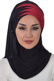 img 4 attached to 🧕 Cotton Jersey Shawl for Women: Instant Modesty Turban Cap & Head Wrap