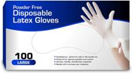 💯 100 powder-free large disposable latex gloves per box logo