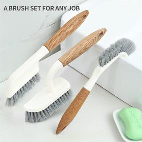 img 3 attached to 🧹 QMH Oak Handle Cleaning Brush Set - Complete All-Around Household Cleaning Tools for Shower, Bathroom, and More - Pack of 3