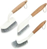 🧹 qmh oak handle cleaning brush set - complete all-around household cleaning tools for shower, bathroom, and more - pack of 3 logo