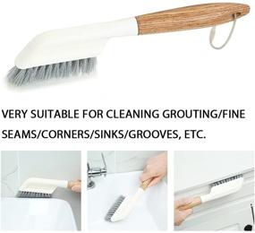 img 2 attached to 🧹 QMH Oak Handle Cleaning Brush Set - Complete All-Around Household Cleaning Tools for Shower, Bathroom, and More - Pack of 3