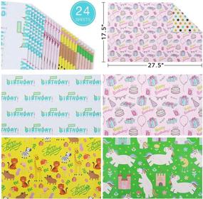 img 3 attached to 🎁 Colorful Kids Birthday Wrapping Paper: Reversible Gift Wrap for Girls and Boys - Animal, Unicorn, Safari Designs - 24 Roll Sheets - Eco-Friendly and Sustainable - 17.5 X 27.5 inches